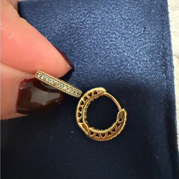 PANDORA PAVE HEART HOOP EARRINGS - Picture 2 of 3